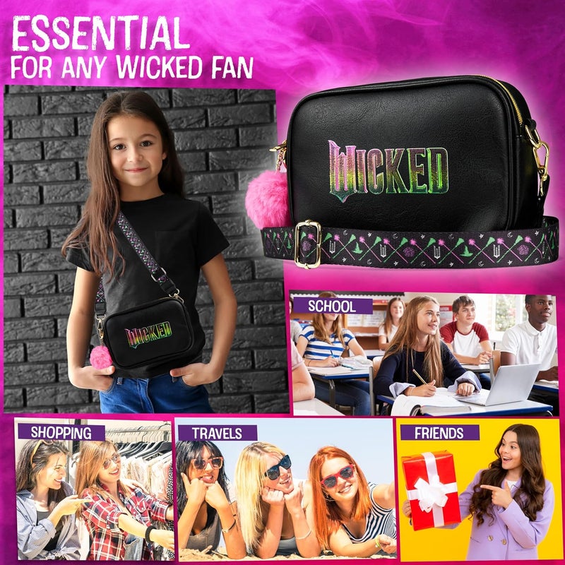 WICKED Crossbody Bag for Girls, Teens Faux Leather Shoulder Sling Messenger Bag Girls Travel Essentials Fanny Pack Purse Theater Gifts for Her - Image 2